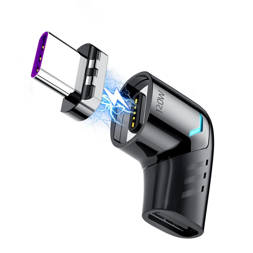 

90 Degree USB Type C Magnetic Adapter 120W Power USB C To Type C Phone Magnetic Converter Right Angle Design Fast Charging