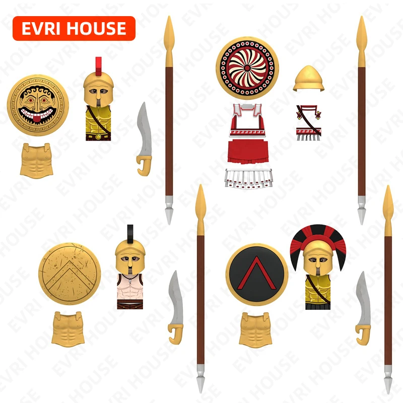 Spartan Athenian Hoplite Mini Building Block Dolls Action Figures Bricks Assembly Toys for Children N343-346