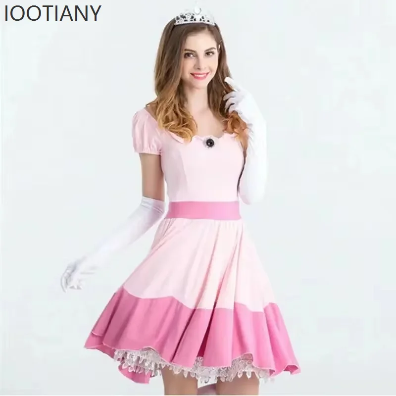 CosplayHalloween المرأة الخوخ الأميرة زي حفلة عيد ميلاد فستان وردي الزي خرافة الملكة المرحلة تأثيري فستان بتصميم حالم حفلة