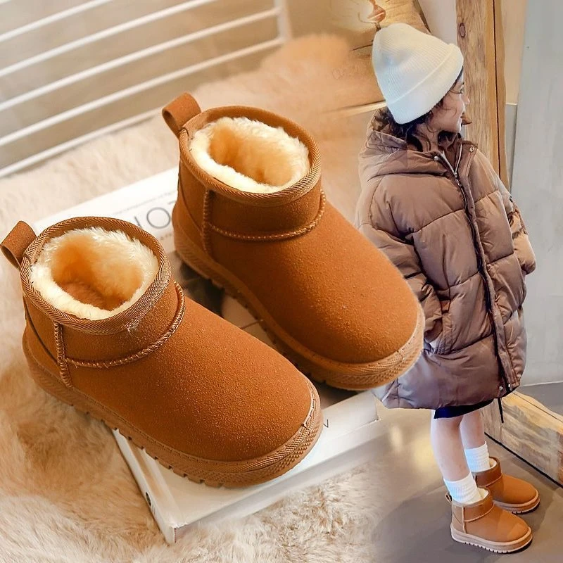 

2026 Winter Kids Snow Boots Warm Fleece Lined Non Slip Short Boots for Boys Girls Toddler Winter Shoes
