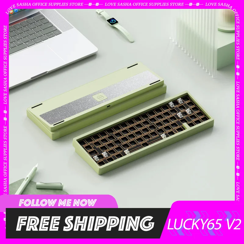 gaming kit de teclado mecanico usb 24g bluetooth estrutura de junta hotswap personalizacao 3 mode weikav lucky65 v2 01