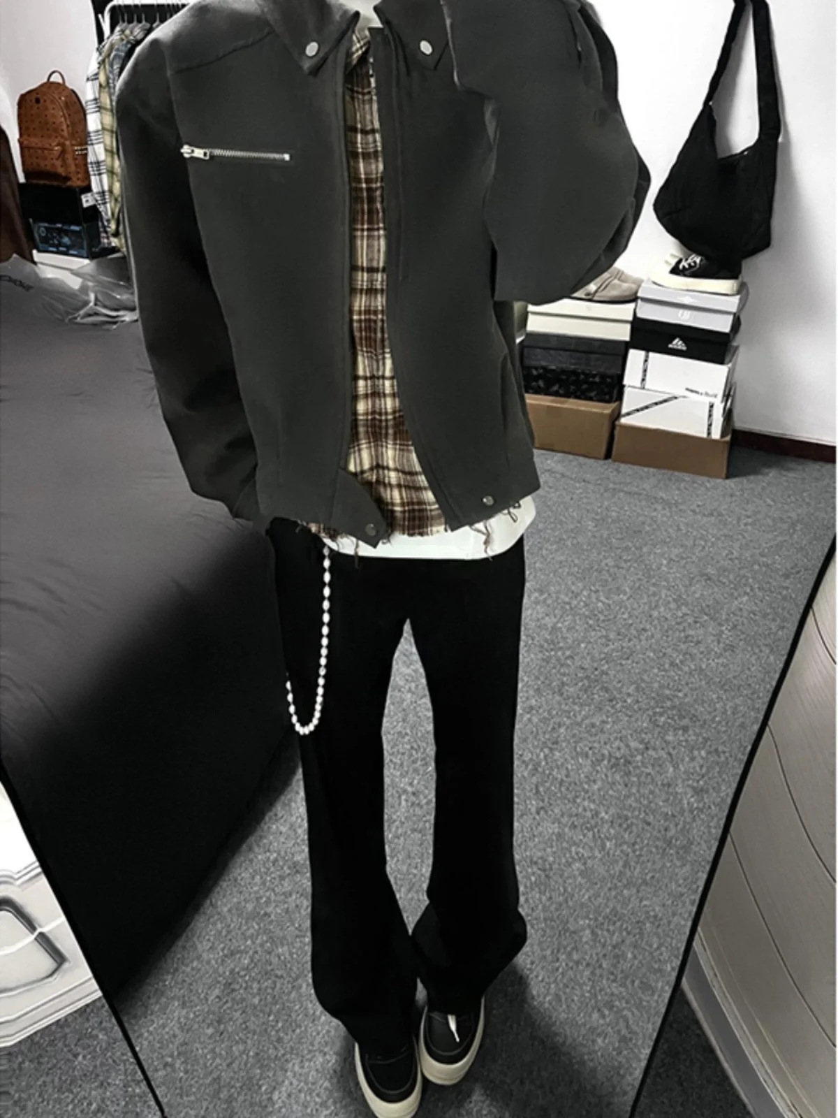 

American Sle ort ey Jaet Men's Spring Autumn Cleanfit Harlington Zipper Collar Haome Workwear Baseball orm