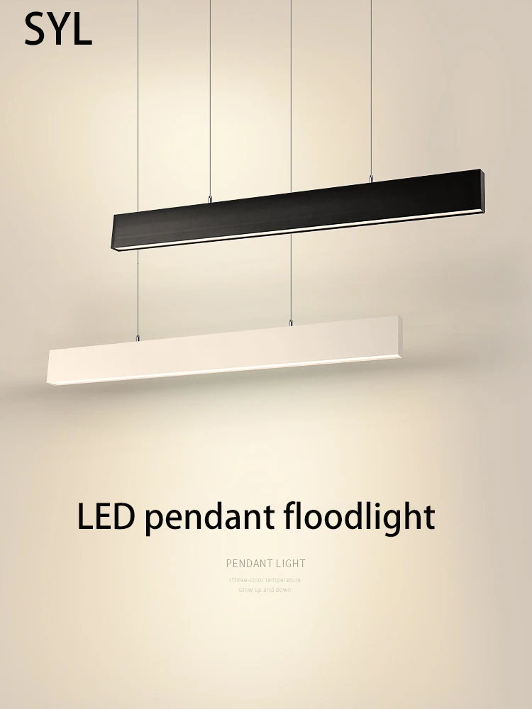 

Led Pendant Lamp Linear Long Strip Floodlight Bar Table Restaurant Light Hanging Ceiling Downlight Modern Simple Aluminum Soft