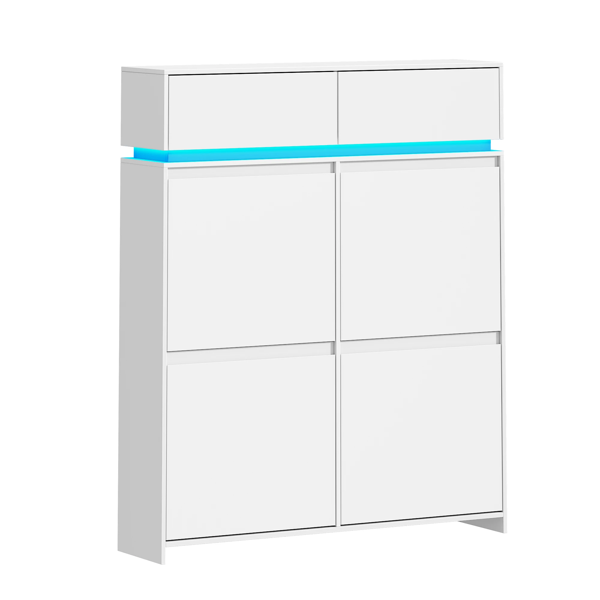 Schoenenkast met 4 kleppen, schoenenkast slank met LED-verlichting, schoenenrek, verstelbare verdeler, 20 paar, schoenenopberger voor entree