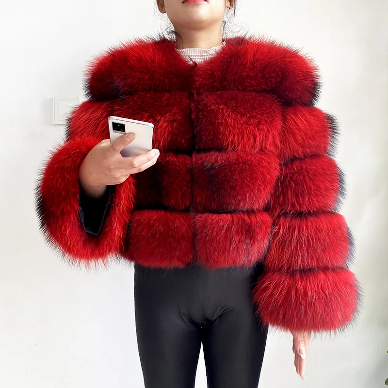 2024 maomaokong Super Hot Winter Women Luxury Thick Real Raccoon Fur Coat Natural Fox Fur Jacket Plus Size Jackets Female Vest