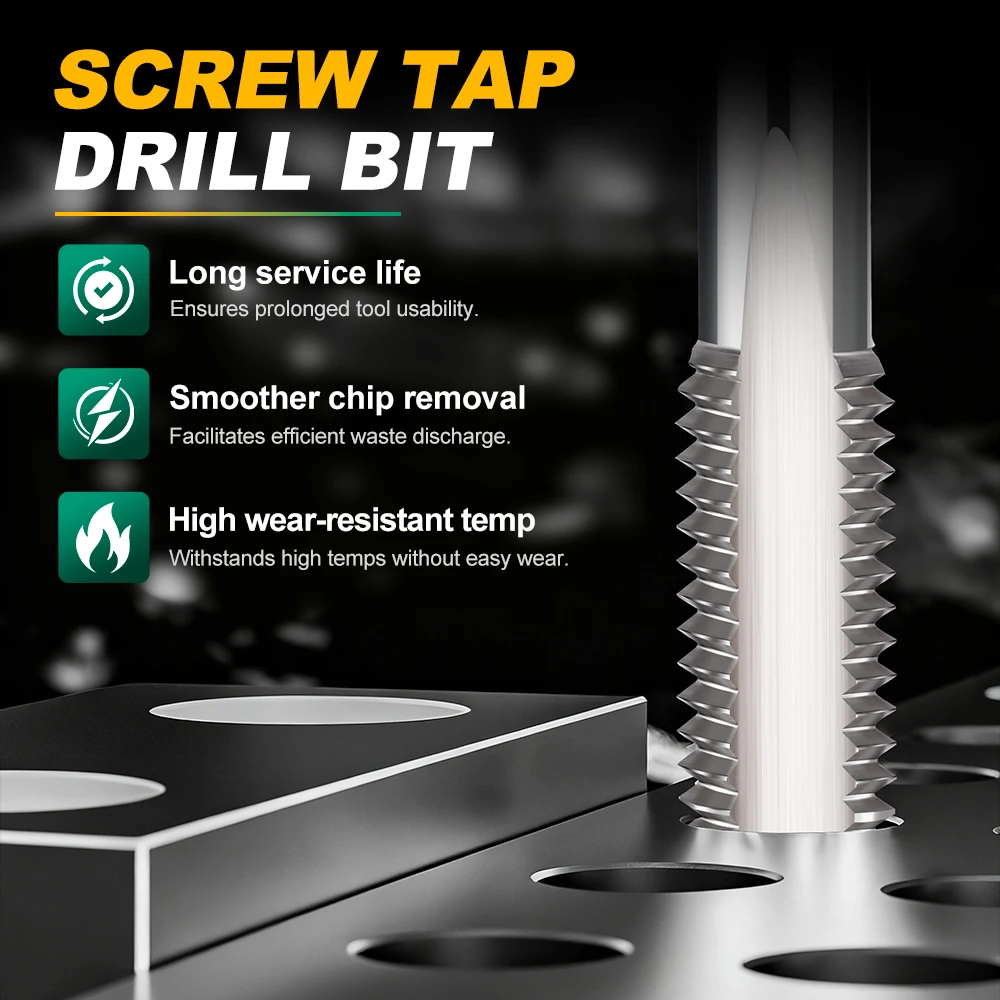 5pcs HSS Thread Tap Set M3 M4 M5 M6 M8 Straight Fluted Screw Tap  Metric Plug Tap Drill Bits Set Hand Tools