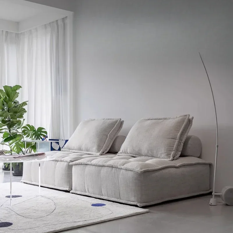 

Fabric sofa retro cream style module combination