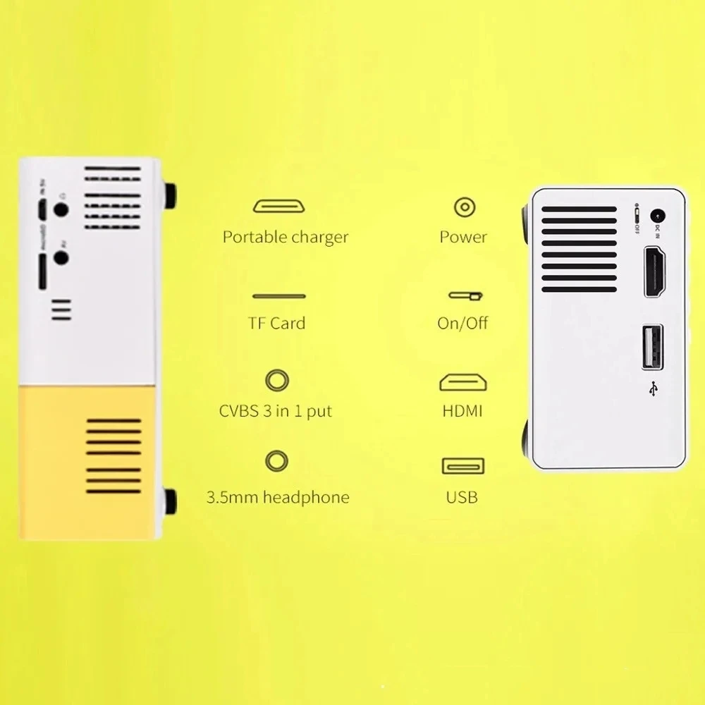 1 قطعة 2025 جهاز عرض ذكي صغير عالي الدقة مع جهاز تحكم عن بعد، مشاركة شاشة الهاتف، USB، للمكتب/السفر"