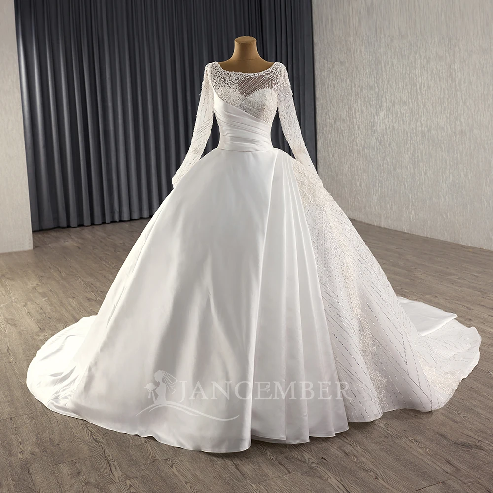 Exquisite Ivory Wedding Dresses Customized Long Sleeve Sequins Lace Modern Tulle Boho Bride Gown 2025 vestidos de novia Beach