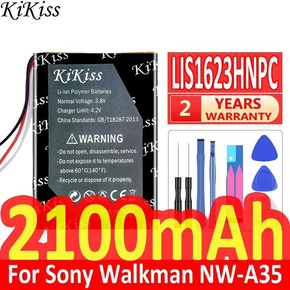 2100mAh KiKiss Powerful Battery LIS1623HNPC For Sony Walkman NW-A35 NW-A45 NW-A46 NW-A47 NW-A55 NW-A56 NW-A57 NW-A105 NWA106