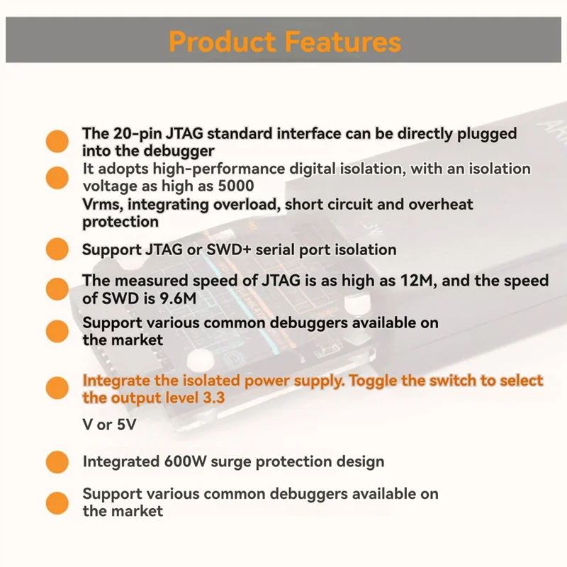 

A13E-High Voltage Isolation Simulator JTAG Isolator Support JTAG/SWD/Serial Ports Of Jlink/Stlink/Daplink