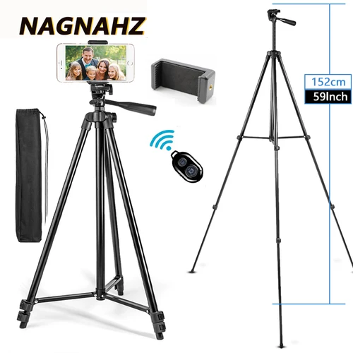 Nagnahz -trípode para teléfono, soporte de 150cm para grabación de vídeo, con control remoto por Bluetooth, cámara Universal, fotografía