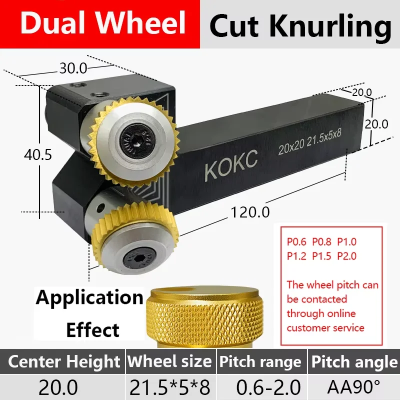 Stuka Cutting Knurling 20*20mm Dual Wheel Tools for CNC Lathe Feeding Diamond Square Pattern