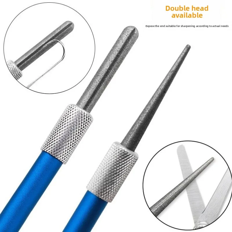 Double Ended Diamond Sharpening Pen Rod Multi-Function Portable Sharpener for Knife Fish Hook Outdoor Camping Hiking Tool