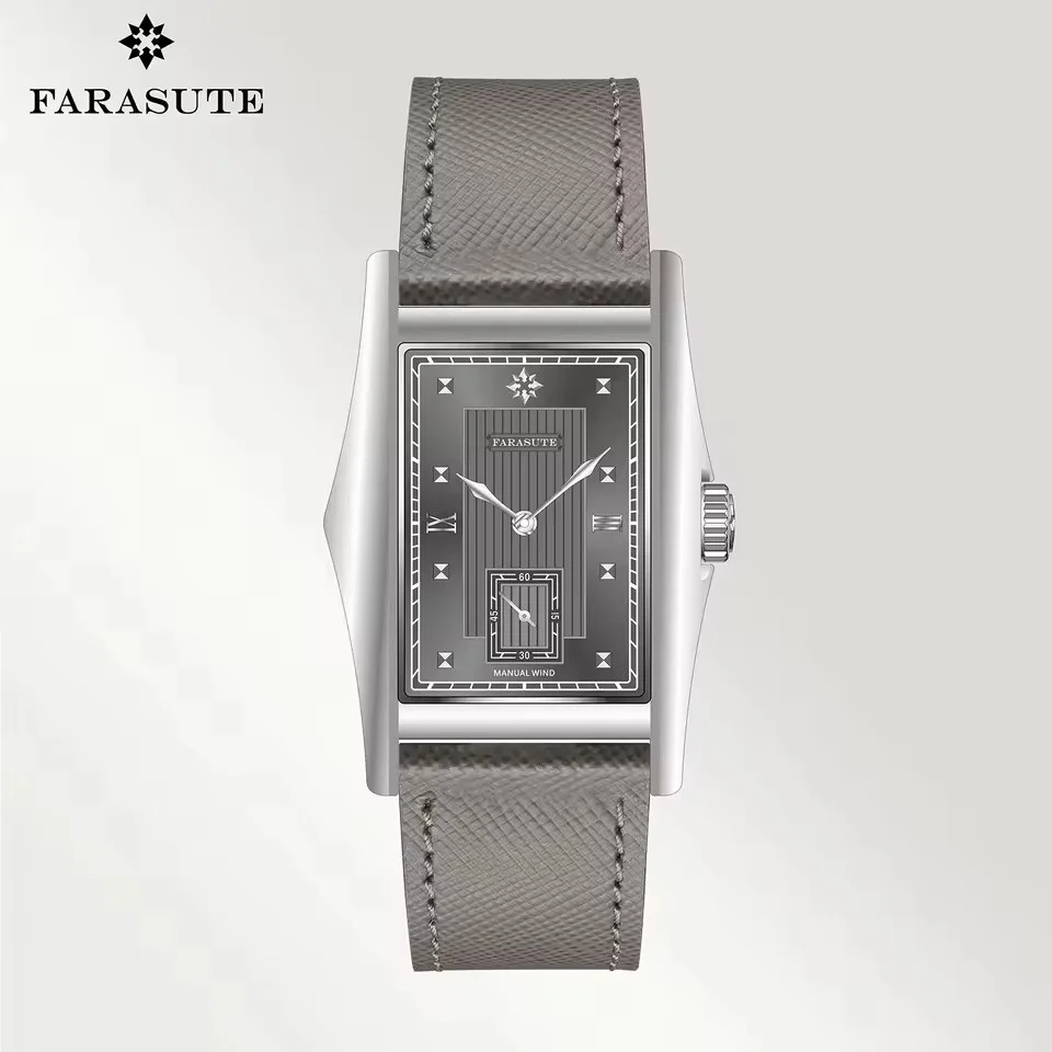 FARASUTE Men Automatic Watch 33mm Rectangle Mechanical Wristwatch Sapphire 30m Waterproof Small Second Hand