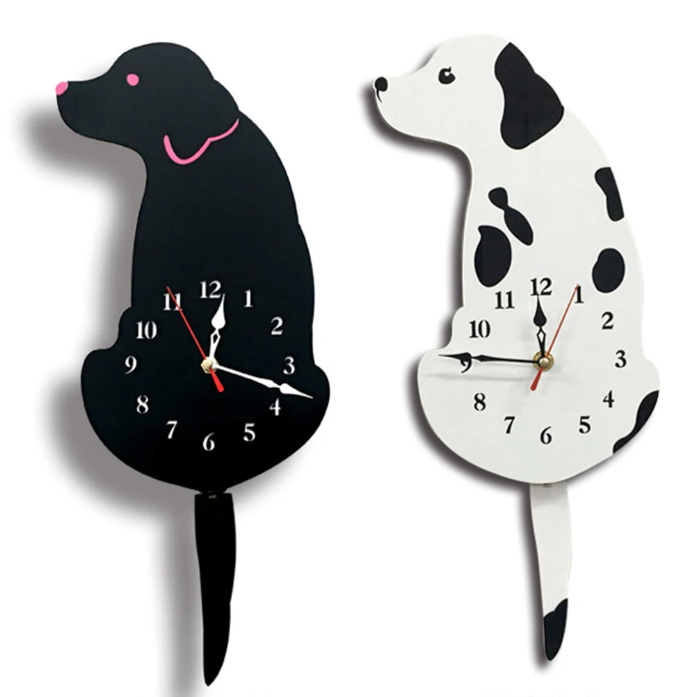 

Clock Lovely Creative Acrylic Cartoon Tail Wagging Labrador Dog Pattern Acrylic Bracket Wall Clock for Room Kitchen Bedroom