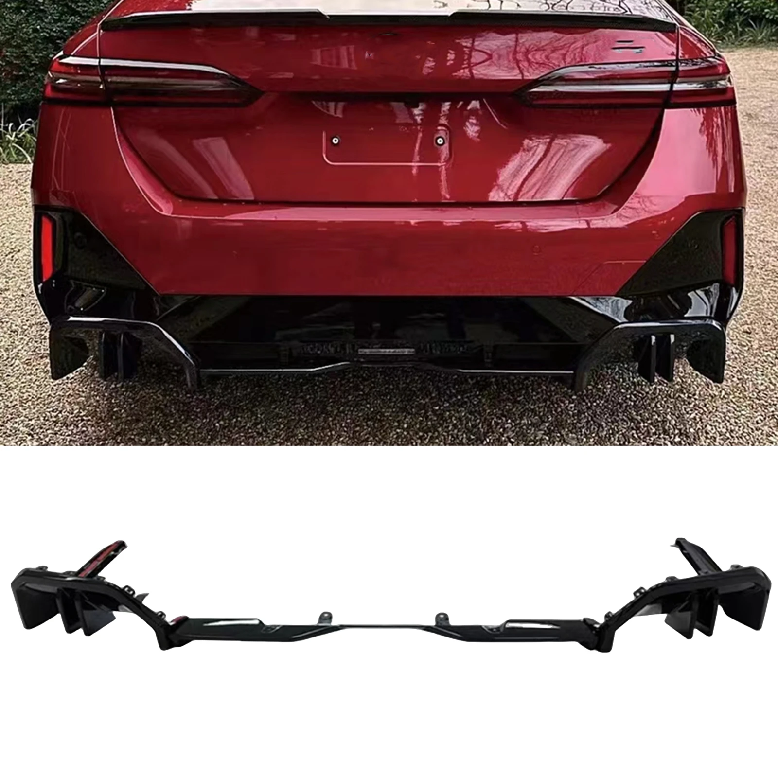 Rear Bumper Diffuser Lip Gloss Black Boot Lower Splitter Spoiler Protector Guard For BMW 5 Series I5 G60 G61 M Sport 2024-2026