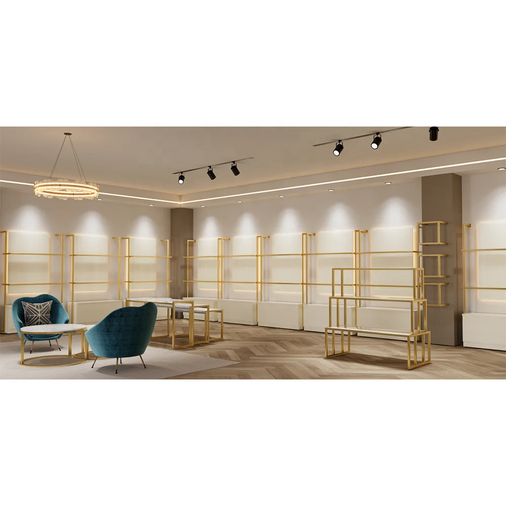 Custom.Custom.Custom.Luxury Design Tischplatte Display Schuhe Custom Bag Display Racks Gold Display Regale für Einzelhandel Schuhe Store