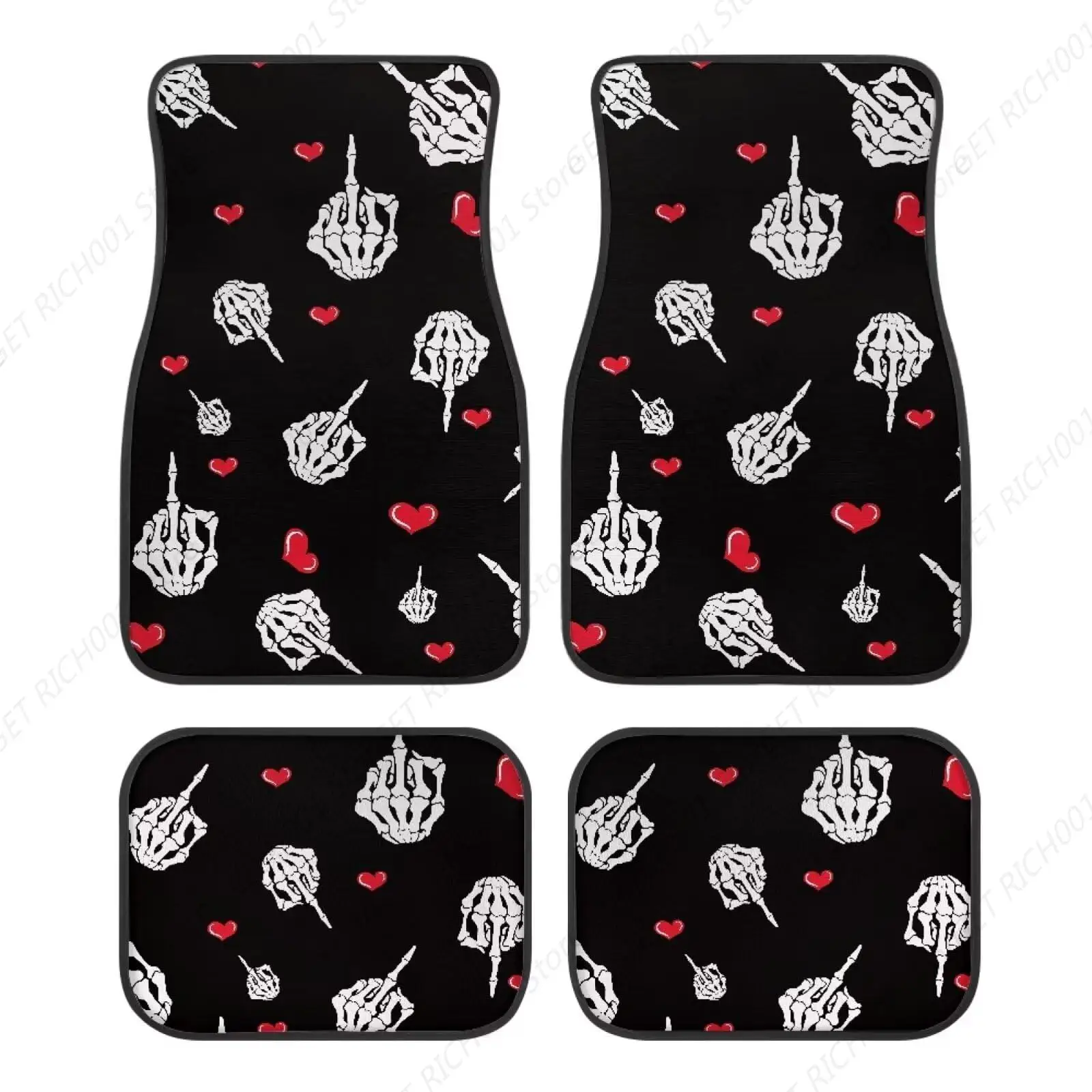 

Alfombrillas Coche Con Forma Corazón Y Mano Esqueleto Хэллоуин, Alfombrillas Universales Para Pies Coche, 4 шт., Alfombra