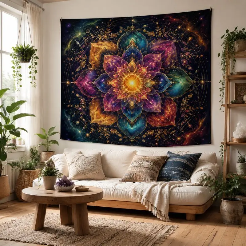 VIKAMA Mushroom Jellyfish Blacklight Tapestry, Neon Ocean Wall Hanging, Psychedelic Blanket for Bedroom Dorm Decor