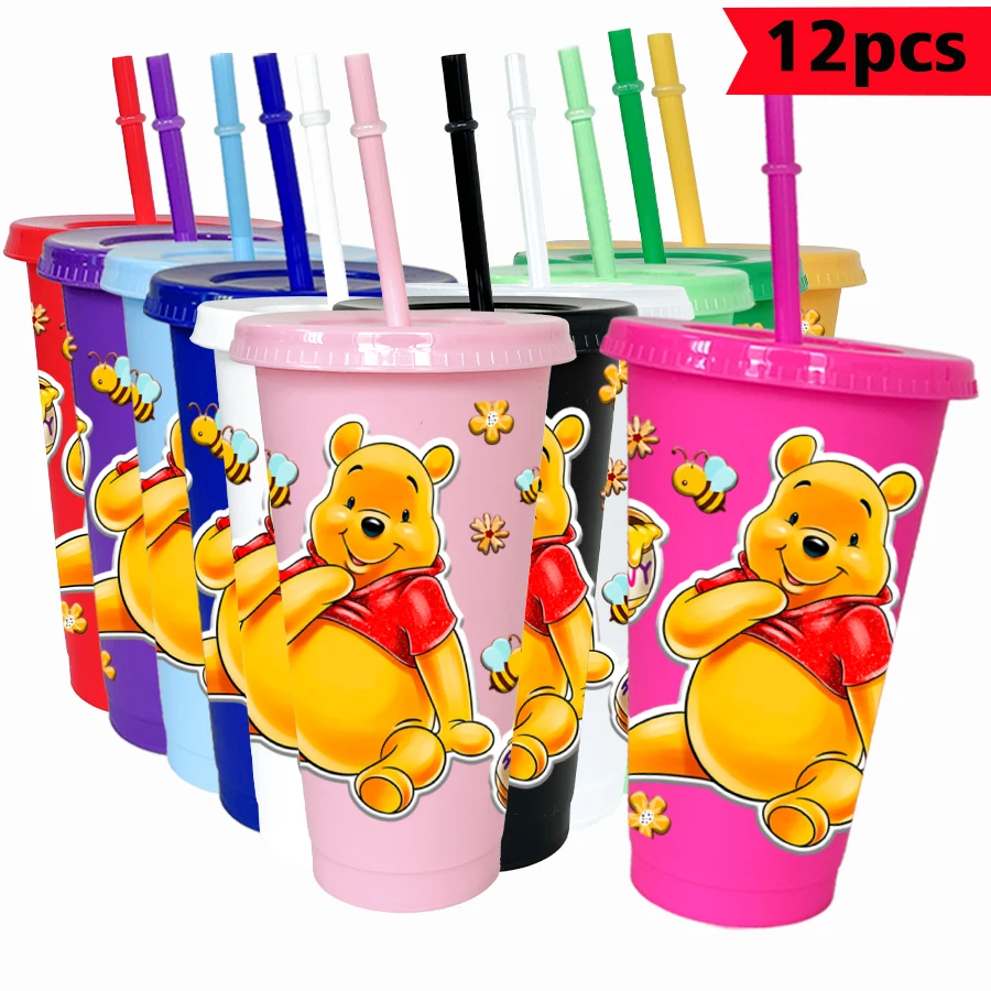 

12 pcs/pack Disney, Winnie the Pooh, Bee 26oz colorful plastic tumbler birthday party drinking utensils juice coffee cup