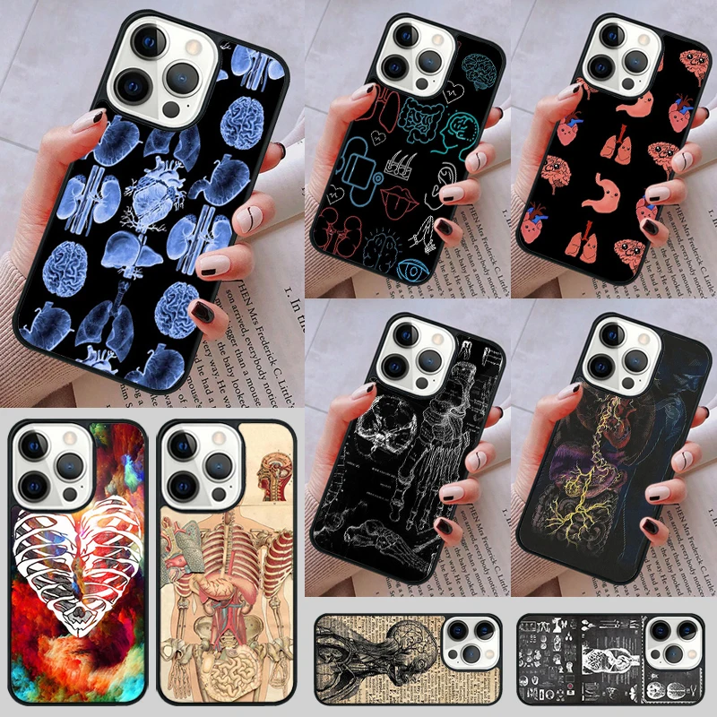 Medical Human Organs Brain Phone Case cover For iPhone 14 13 15 16 Pro Max Coque 12 11 Pro Max For Apple 8 PLUS 7 6S fundas