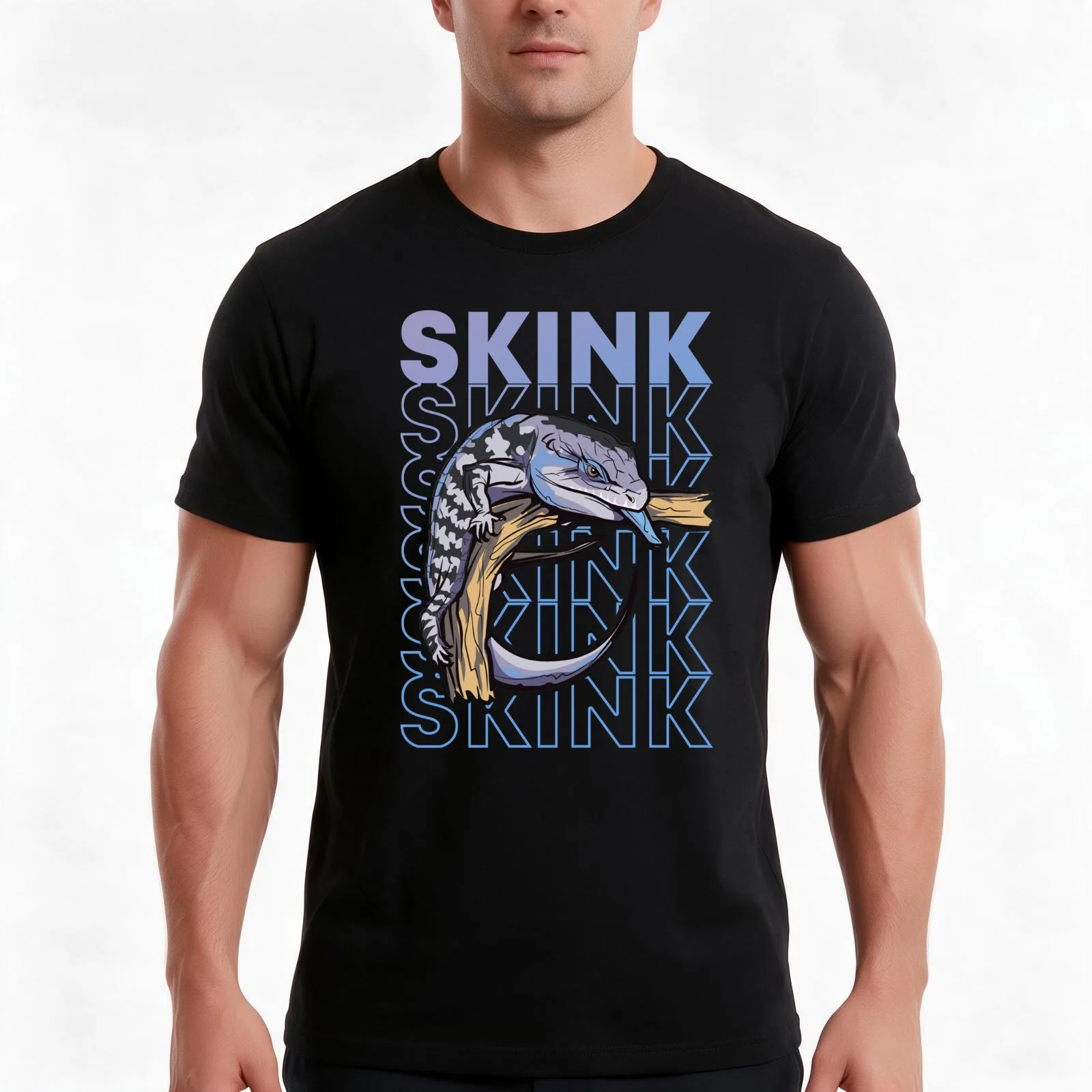Blue Tongue Skink 80's Style Reptile Keeper Lizard T-Shirt Summer Casual Cotton Tee Oversized Streetwear Tops 100% Cotton