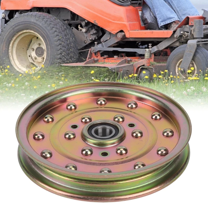 Lawn Mower Idler Pulley Replacement Part, 170 x 30 mm Metal Assembly with Center Bearing for Repair Maintenance and Yard Y5GB