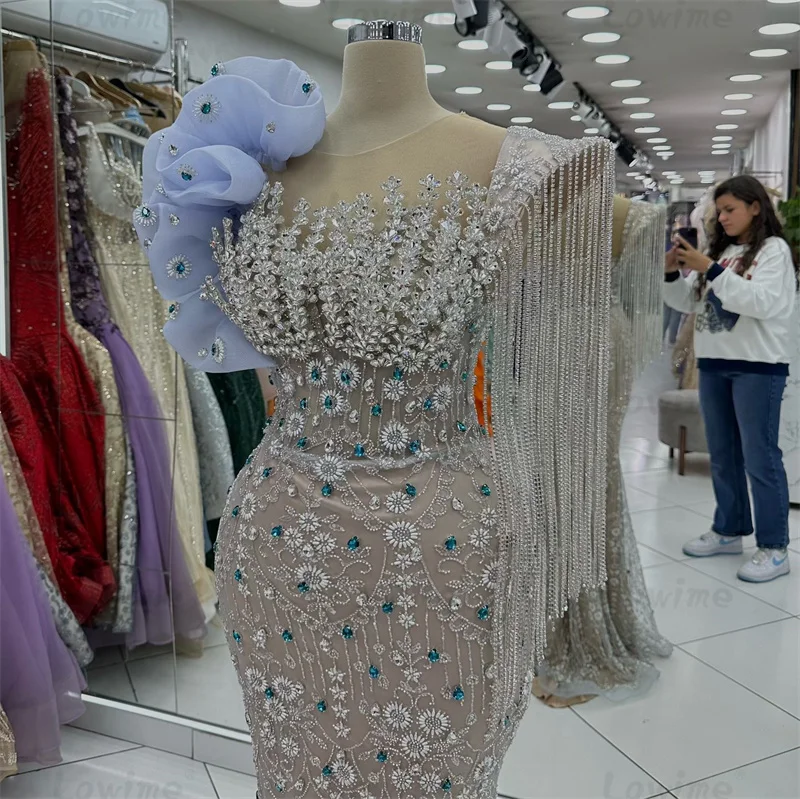 Robe de Soirée de Forme Sirène à Volants Aso Ebi, Tenue de Bal, Manches Cape, Rotterdam, Kly, Pompon, Perlée, Deuxième Réception, Quelle que soit, 2025