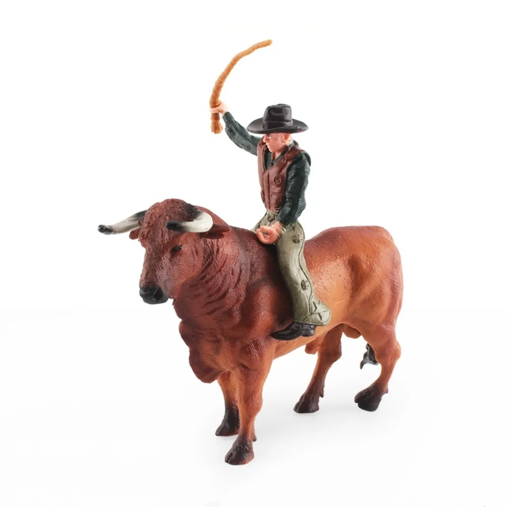 

Имитация боевых боев, фигурки с райдером, миниатюрная модель птицы, крупного рогатого скота, статические ковбойские фигурки Теля, быка OX, подарок для детей