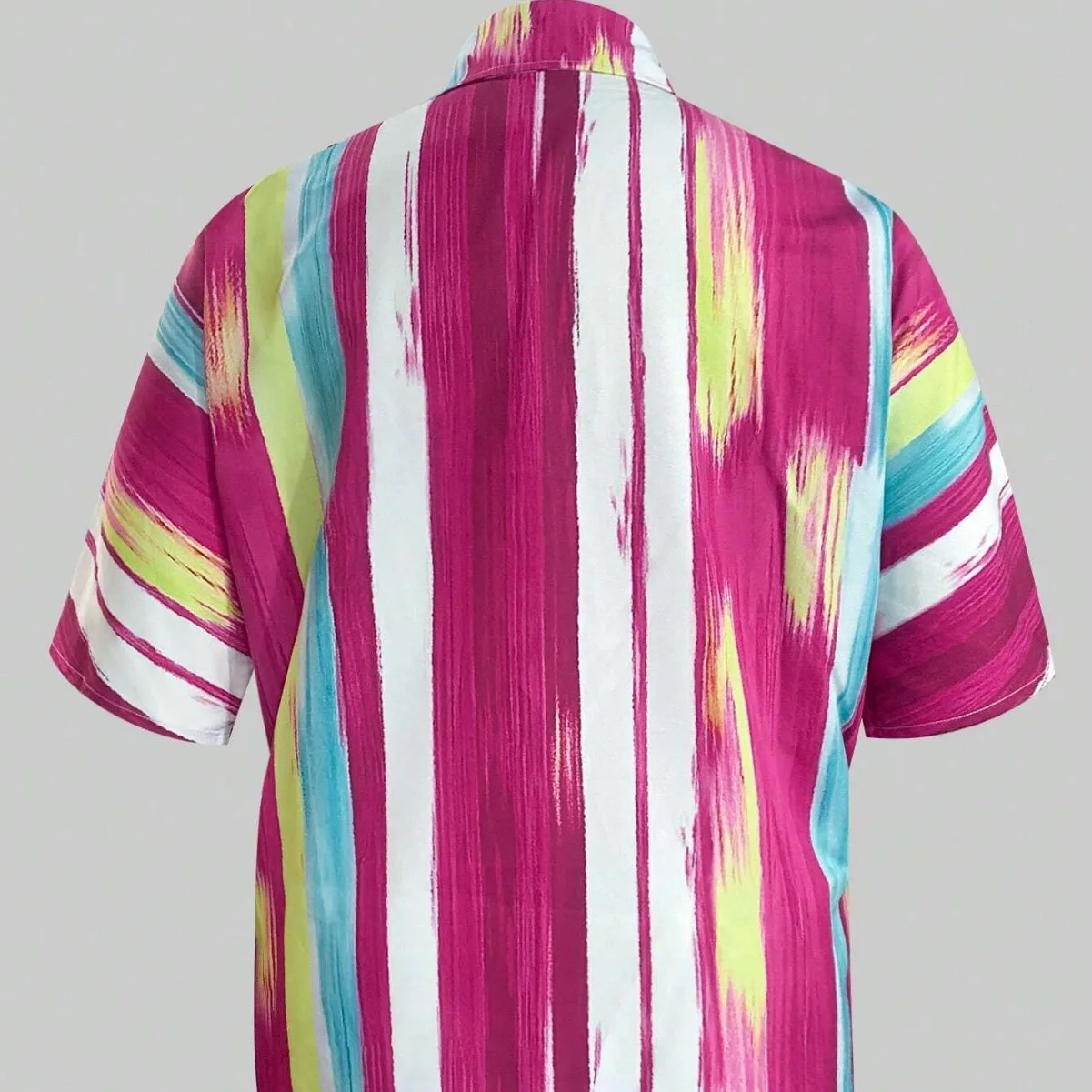 Camicia taglie forti Camicia a righe con colletto couverture Camicie larghe da donna a maniche corte Camicette abbottonate casual moda femminile Top