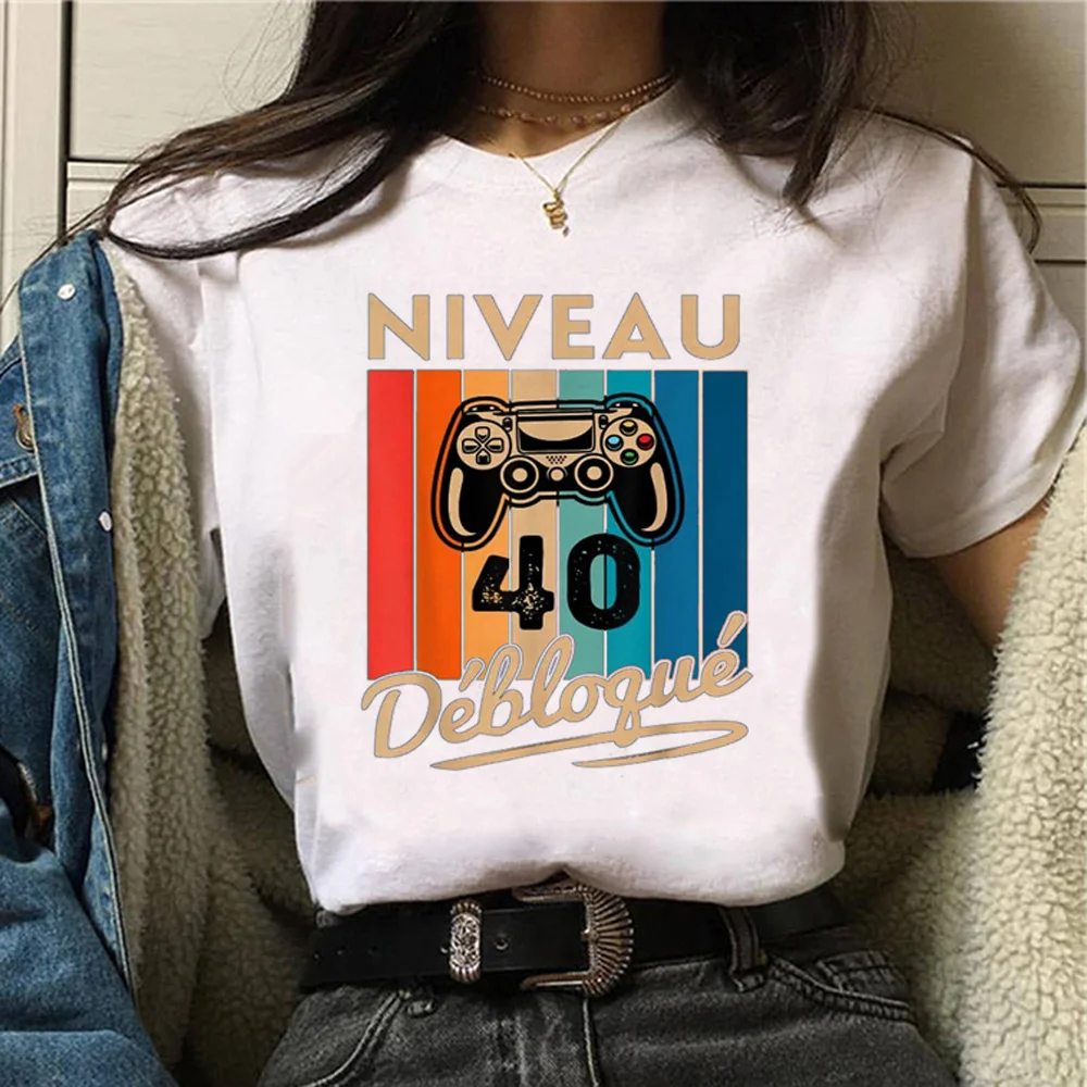 

40 Ans 40th Years Birthday T-Shirts Women Streetwear Funny Tee Girl Harajuku Designer Graphic Clothes Tshirt Femme
