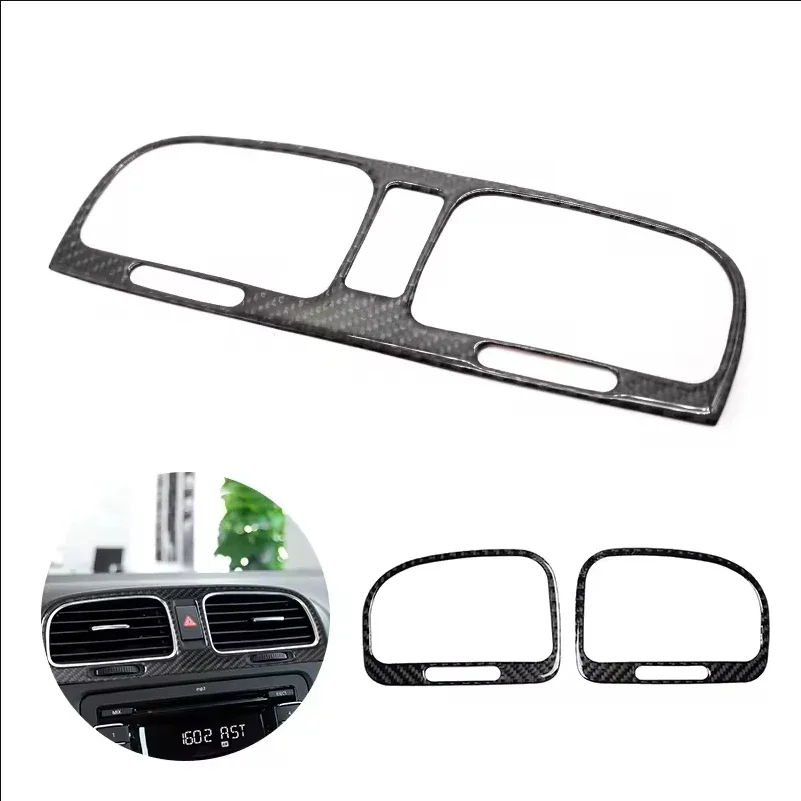 

For VW Golf 6 MK6 2010 2011 2012 2013 Car Interior Center Console Air Condition Outlet Vent Carbon Texture Cover Trim Sticker