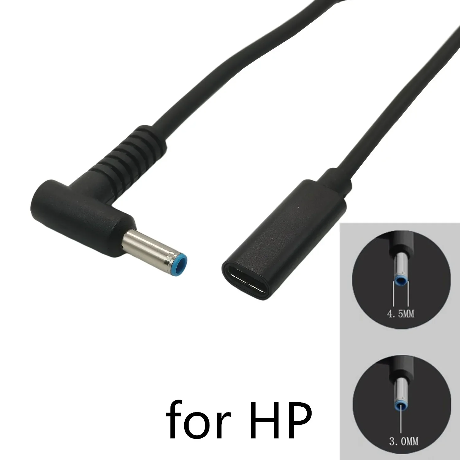 65W Type C Female to 4.5x3.0mm Plug Converter USB C PD Fast Charging Cable Laptop Accessories for HP Laptop Charger DC 4.5*3.0