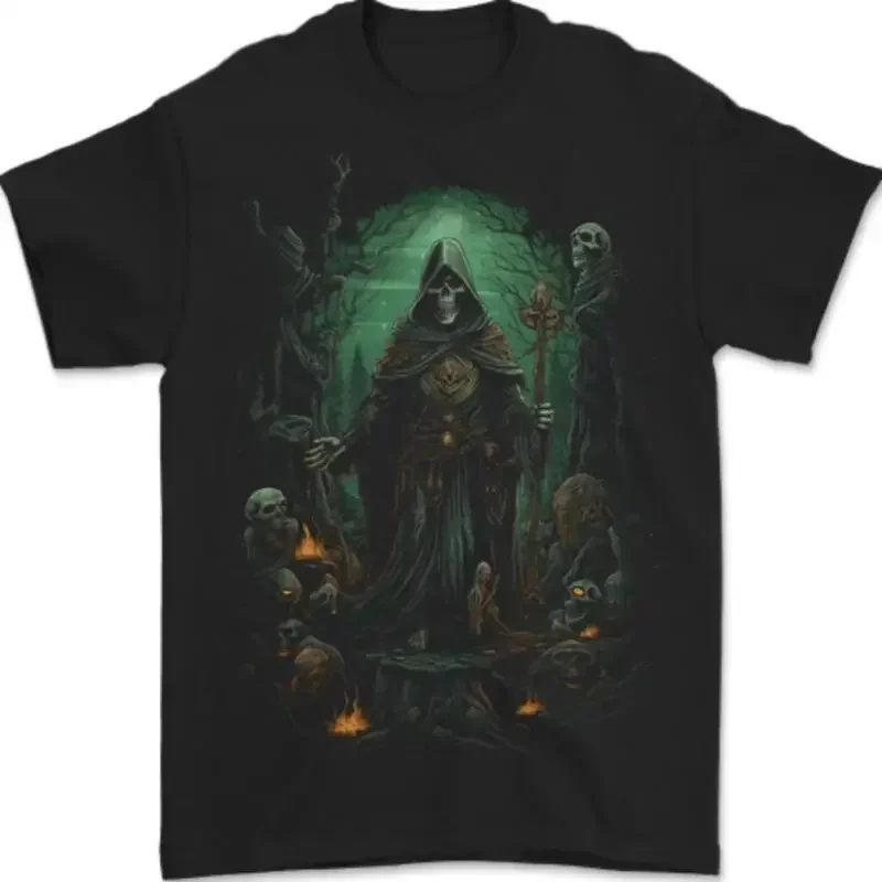 Sensenmann Umgeben Von Totenköpfen Herren 100% Baumwoll T-Shirt