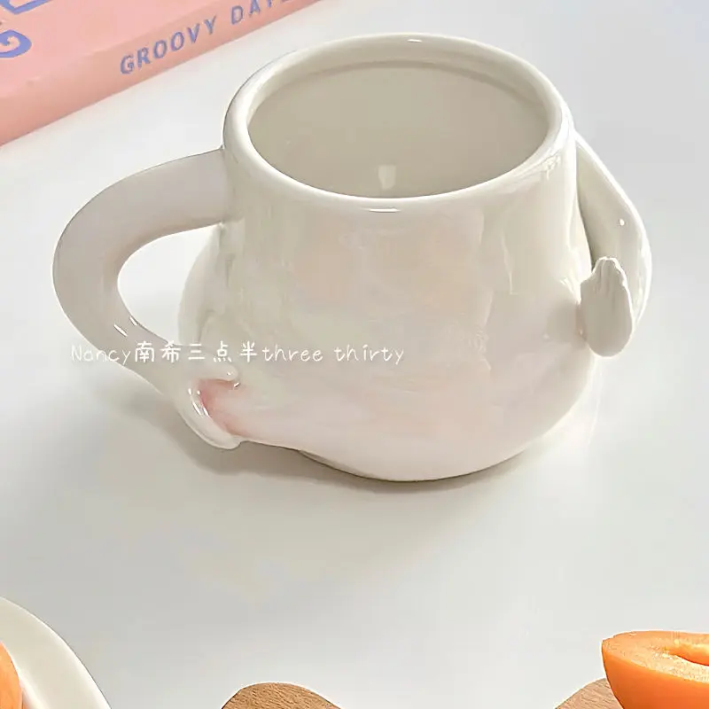 400ML Kawaii Cute Pinch Fat Belly Ceramic Mug Coffee Cup Milk Tea Porcelain Breakfast Water Cups Home Drinkware Gift for Girls