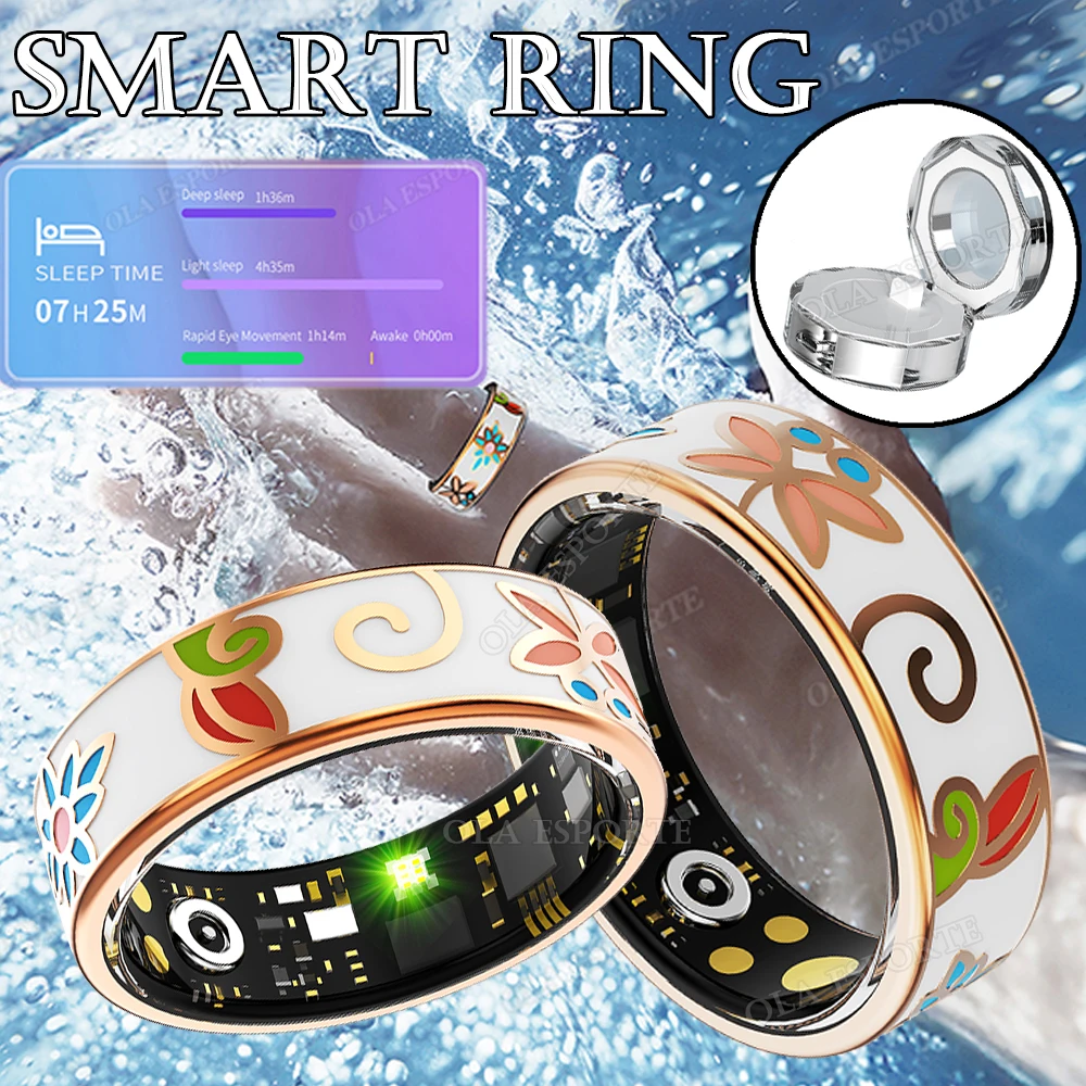 

Новое цветное эмали, мастерство изготовления, умное кольцо для женщин, мониторинг сна, измерение кислорода в крови, кровяное давление, многофункциональные спортивные режимы