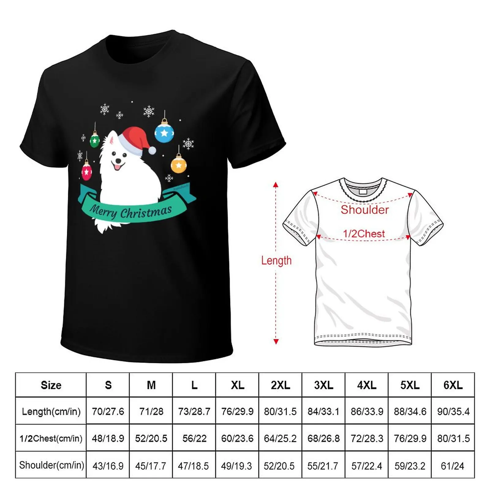 A Merry Christmas from Japanese Spitz Dog Santa T-Shirt Summer Fashion Casual Tee Shirt