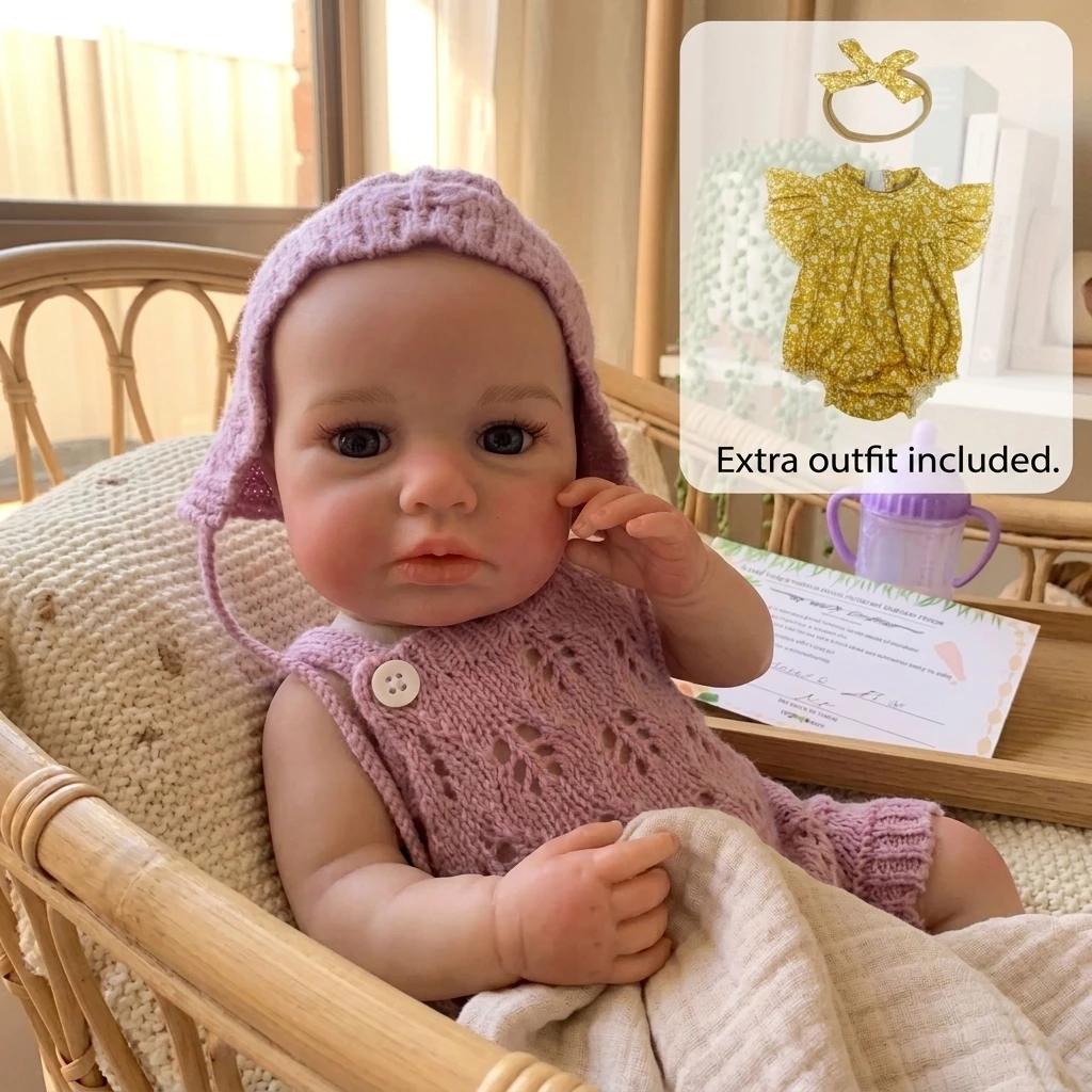 13 Inch Soft Touch Silicone Bebe Loulou Reborn Doll Toy With Two ClothesFor Birthday Gifts