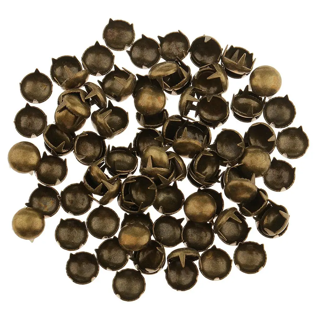 Cobre Cone Redondo Rivet Spike Studs, DIY Hat Bag e Jeans Decor, 8mm, 100Pcs
