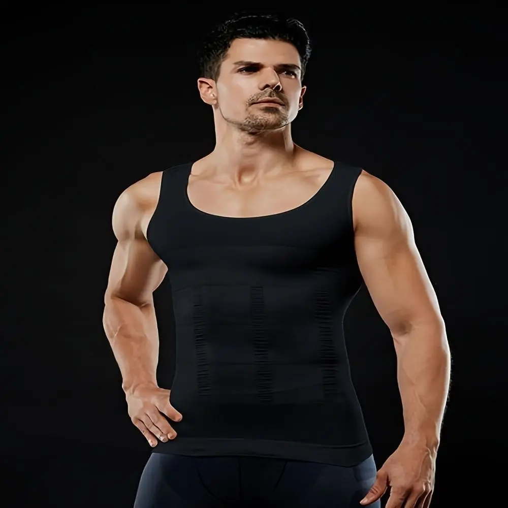 Men\'s Compression Body Shaper Tank Top, Slimming Vest