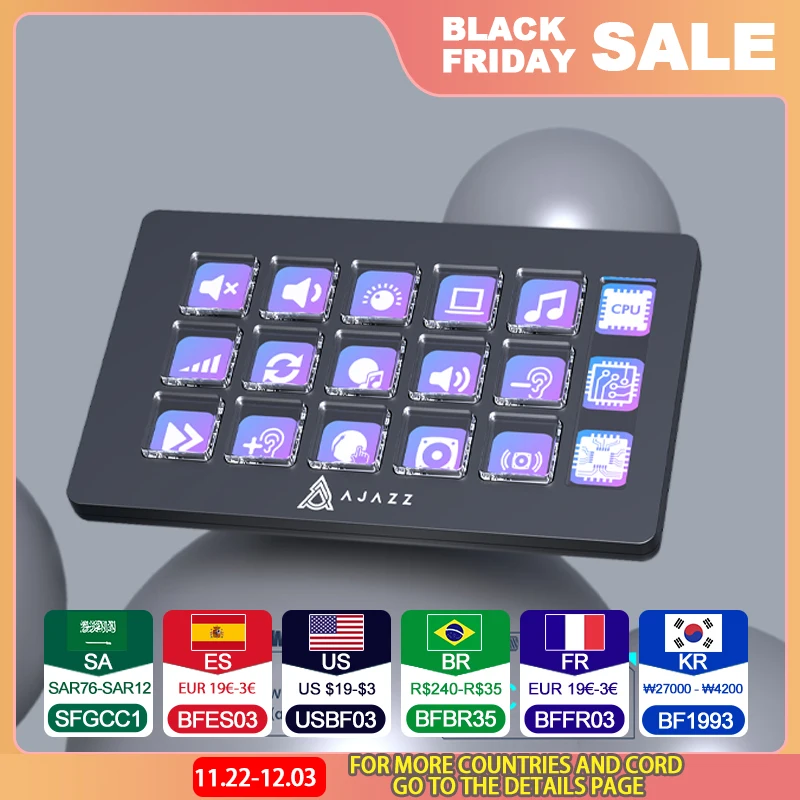 AJAZZ AKP153 Multifunctional Console Panel Assistente de Desktop15 Macro Keys Trigger Actions For Windows/Mac/Android/iOS