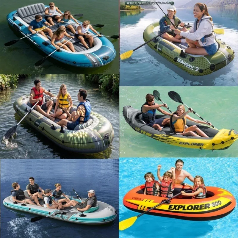 Heavy Duty Inflatable Kayak Fishing Boat Foldable Dinghy Inflatable Small Boat on Water Inflatable Kayak Fishing Boat