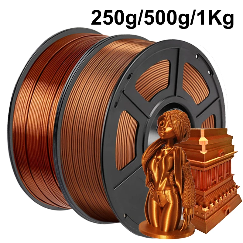 Silk Copper 3D Printer PLA Filament 1.75mm Luxury Silky Luster 250g 500g 1kg For 3D Pen Printing Materials PLA Silk Red Copper