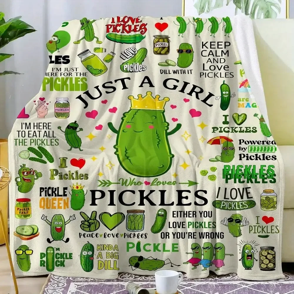 Funny Kimchi Blanket Soft Flannel Shawl Green Kimchi Design Sofa Bed for Office Rest Universal Fun Cute Thickened Blankets