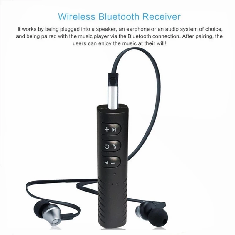 Pix-link B09 penerima 5.0 nirkabel Bluetooth, adaptor hitam Jack 3.5mm, penerima nirkabel untuk mobil, PC, musik, Speaker MP3