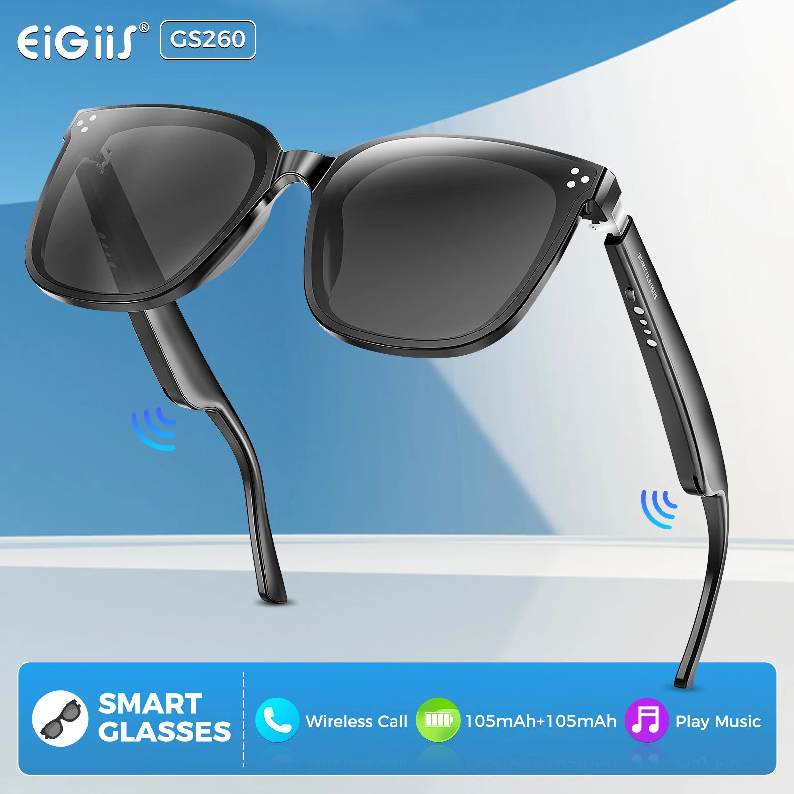 

EIGIIS 2024, новые умные очки, Bluetooth солнцезащитные очки с беспроводной аудиозащитой UV400, солнцезащитные очки для мужчин и женщин, спорт на открытом воздухе