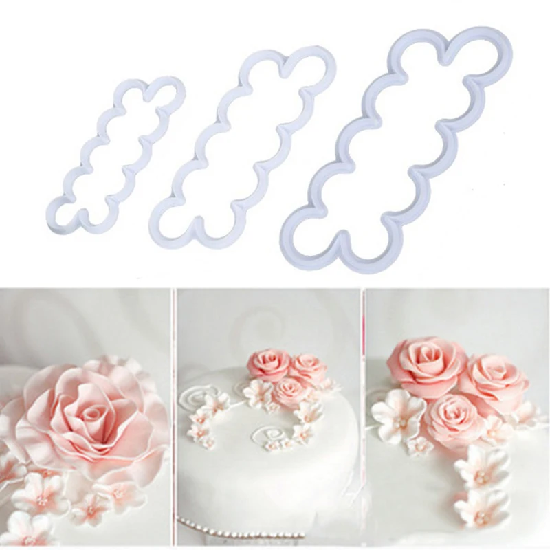 Portable Rose Flower Cookie Decorating Mold Fondant Cake Sugar Craft 3D Printed Fondant Cookie Cutter Kitchen Baking Paste Tool