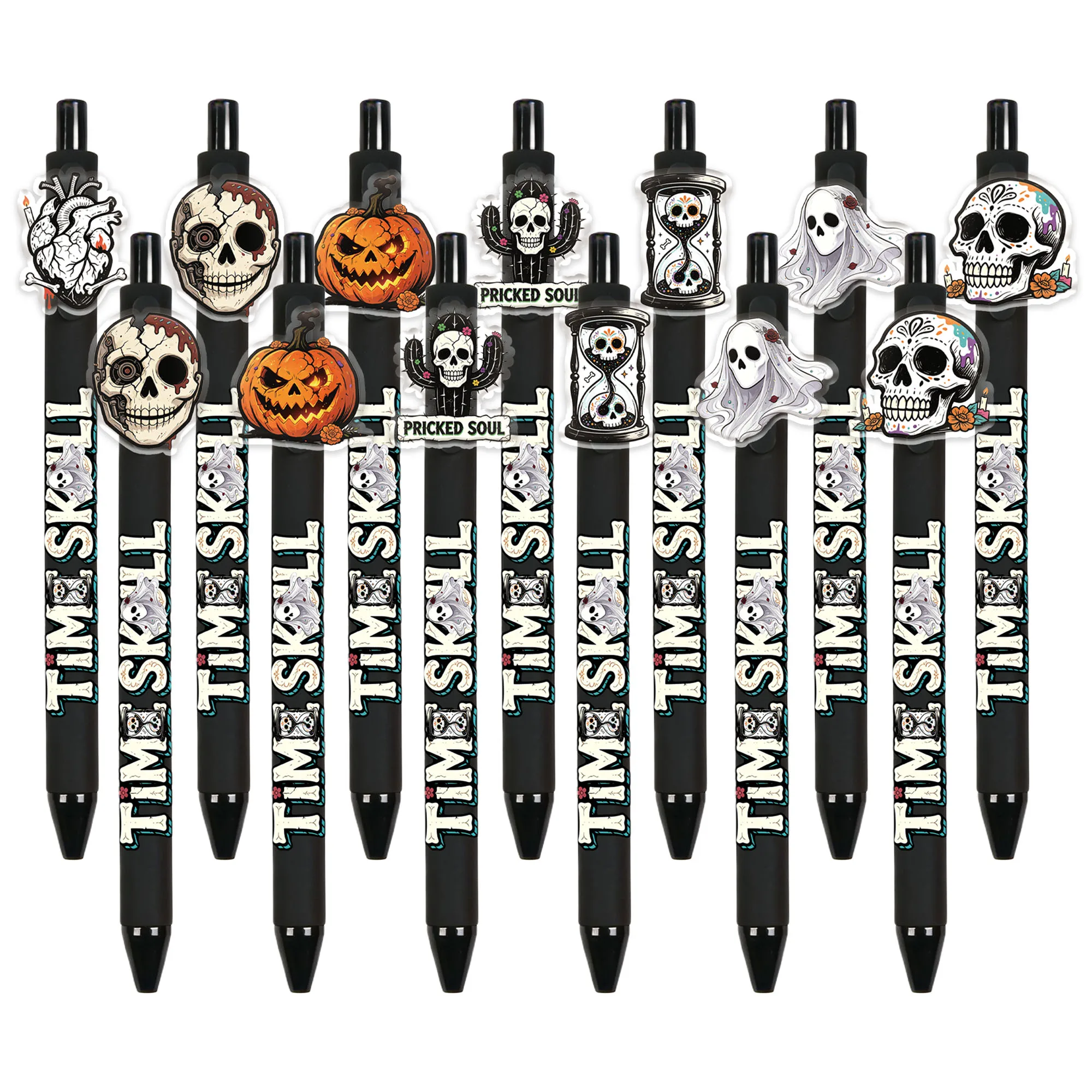 7/13 PCS Halloween-themed ballpoint pens. Memories never fade with time. Patterns are random.