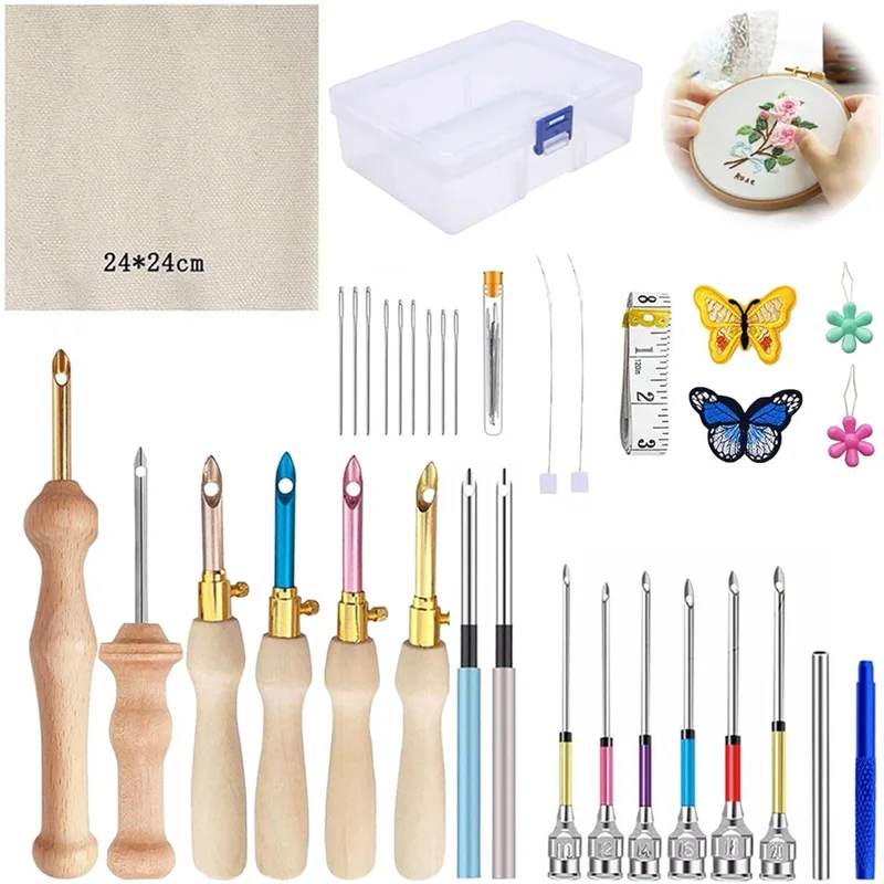 TAIGH-35 قطعة مجموعة إبرة لكمة ، أداة إبرة لكمة قابلة للتعديل مجموعات التطريز إبرة لكمة ، أداة إبرة فنية للخياطة للمبتدئين #6
